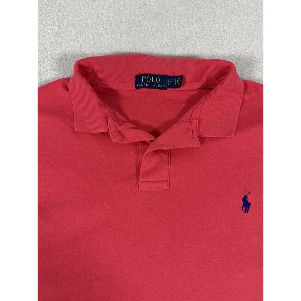 Polo Ralph Lauren Mens XL Pink Short Sleeve Iconic Mesh Pony Logo Polo Shirt XL